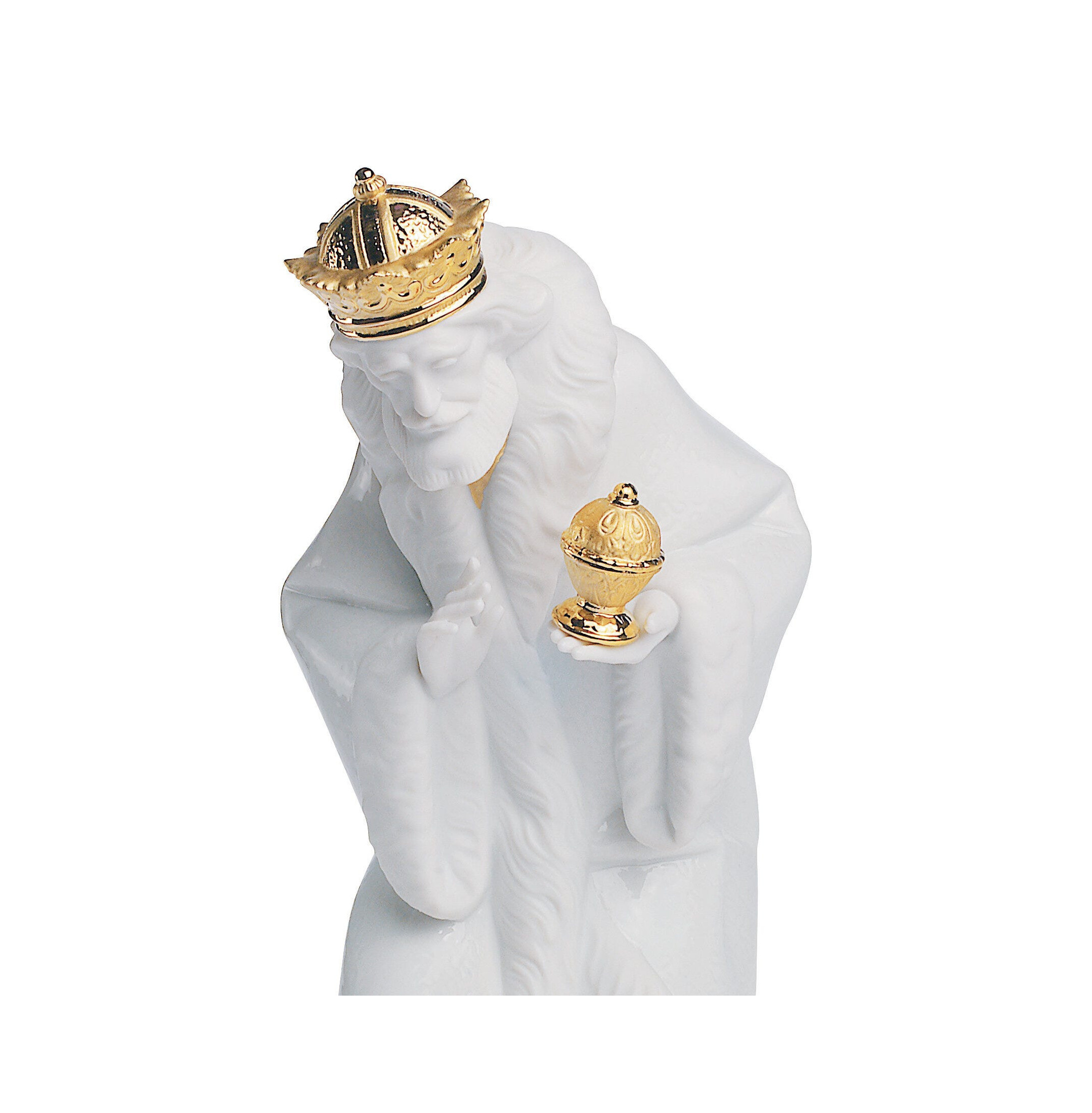 Figurka szopki króla Melchiora. Złoty połysk Figurka szopki króla Melchiora. Złoty połysk