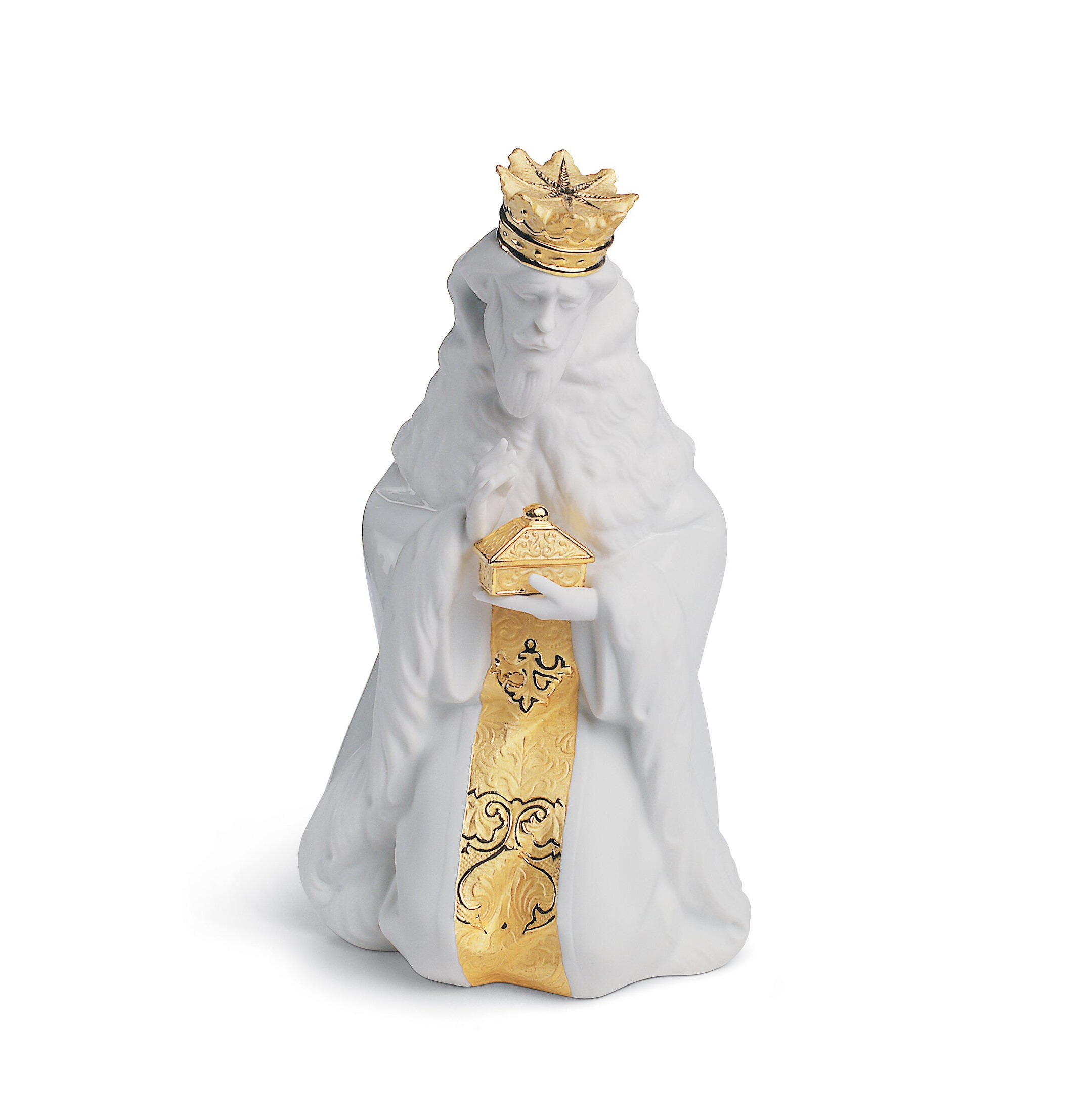 Figurka szopki króla Gaspara. Złoty połysk Figurka szopki króla Gaspara. Złoty połysk