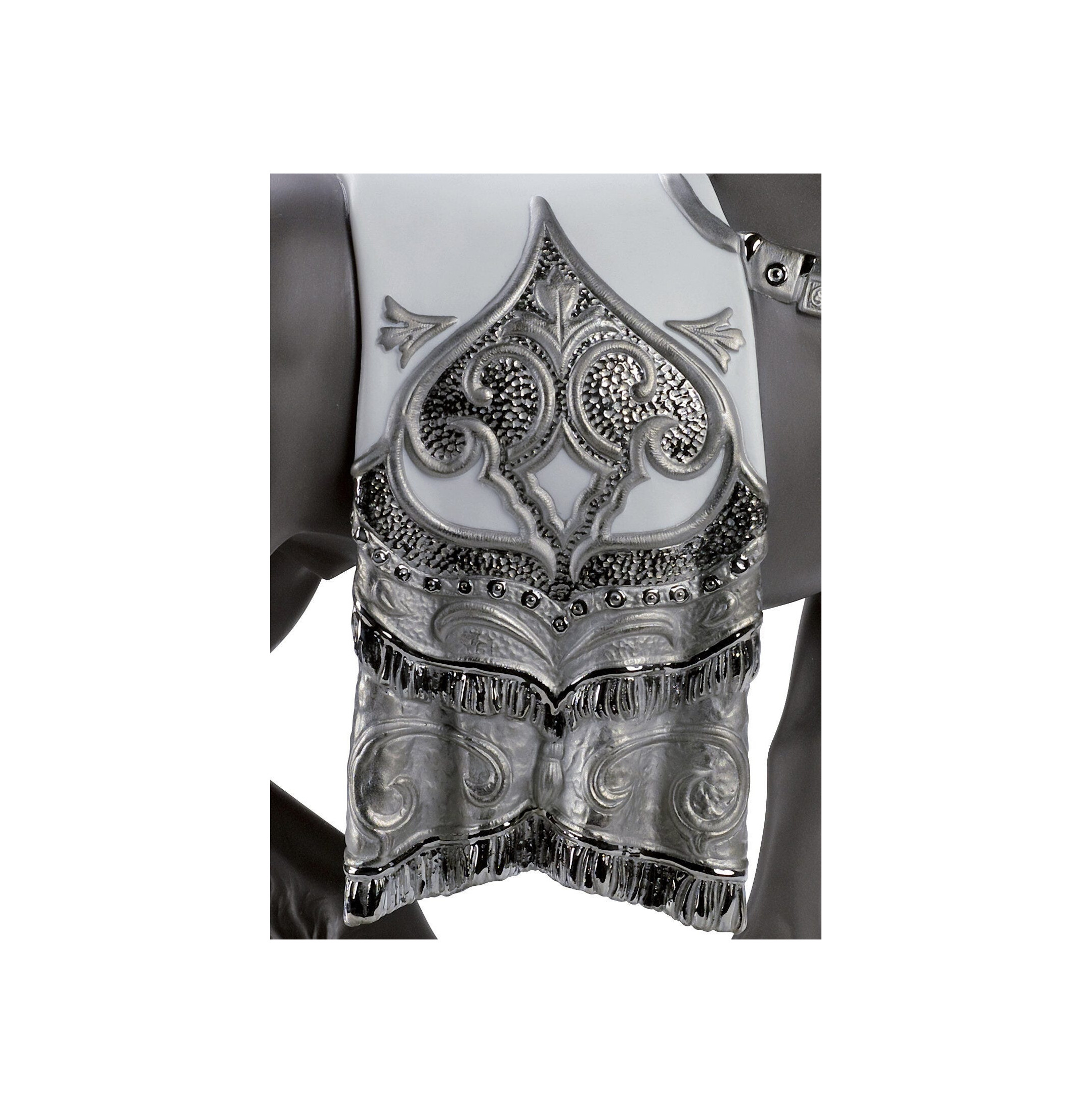 Królewska rzeźba konia wierzchowca. Srebrny połysk Królewska rzeźba konia wierzchowca. Srebrny połysk