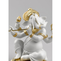 Figurka Bansuri Ganesha . Złoty połysk Figurka Bansuri Ganesha . Złoty połysk