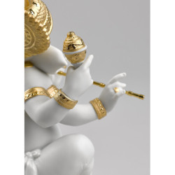 Figurka Bansuri Ganesha . Złoty połysk Figurka Bansuri Ganesha . Złoty połysk