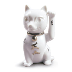 Figurka Maneki Neko. Srebrny połysk Figurka Maneki Neko. Srebrny połysk