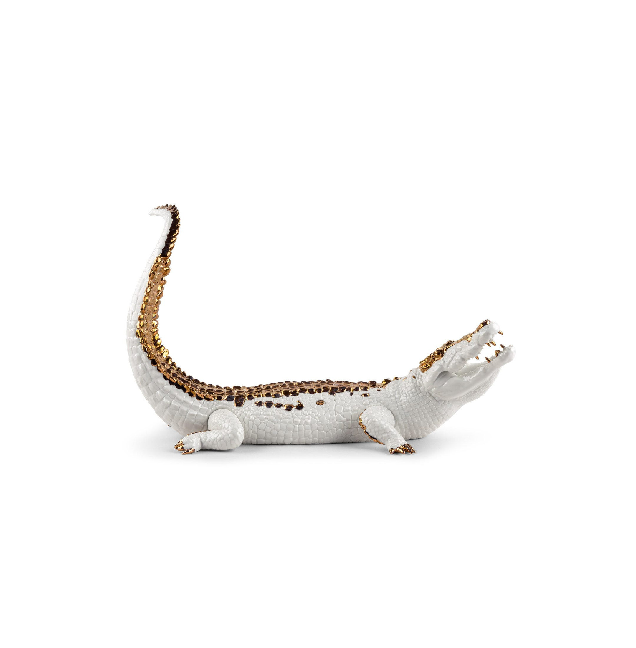 Figurka krokodyla. Biały i miedziany Figurka krokodyla. Biały i miedziany