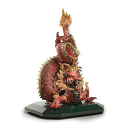 Ochronna rzeźba smoka. Złoty połysk i czerwień. Limitowana Ochronna rzeźba smoka. Złoty połysk i czerwień. Limitowana