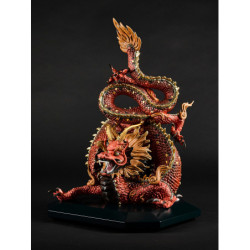 Ochronna rzeźba smoka. Złoty połysk i czerwień. Limitowana Ochronna rzeźba smoka. Złoty połysk i czerwień. Limitowana