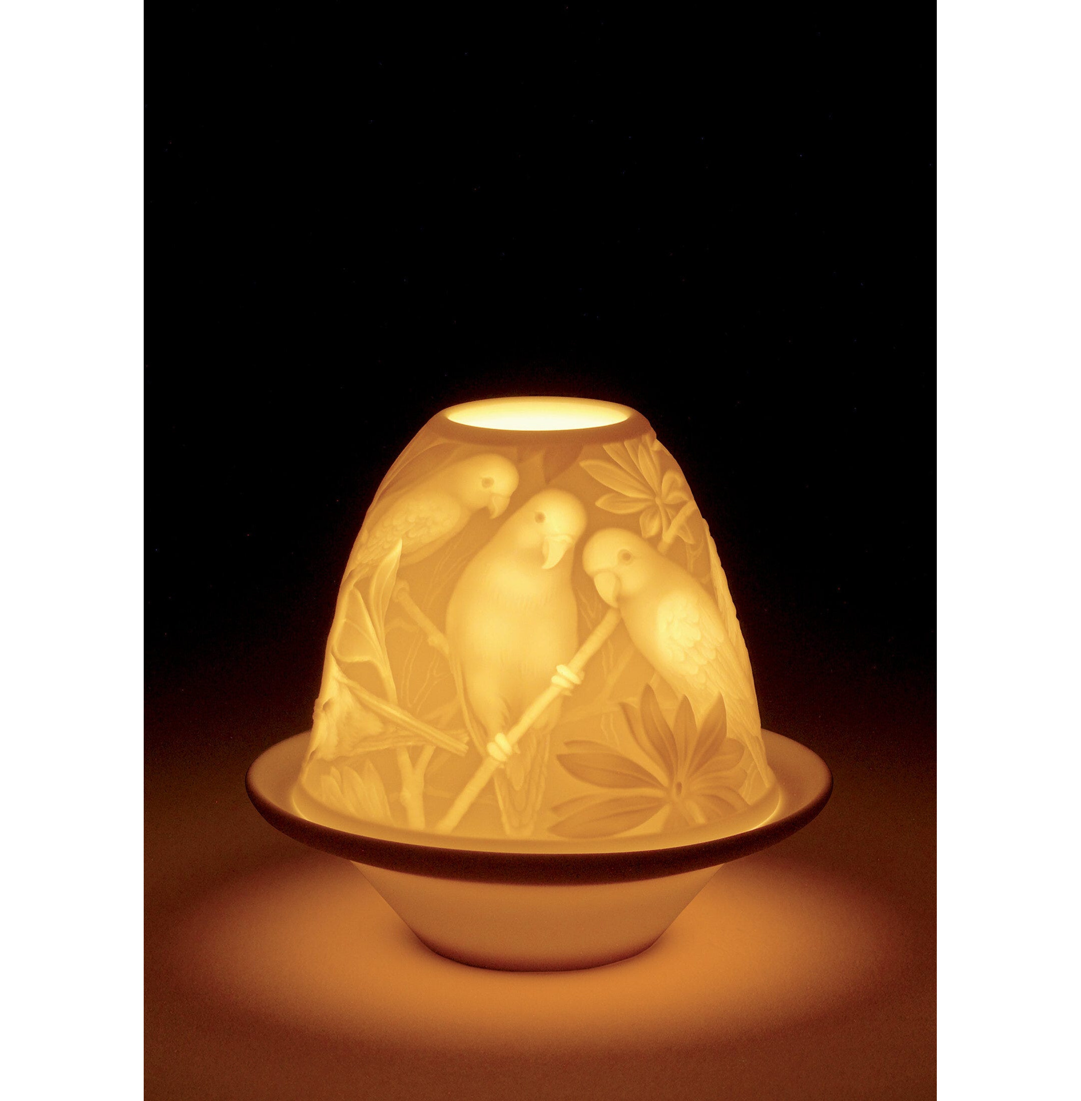 Papugi litofan z talerzem Papugi litofan z talerzem