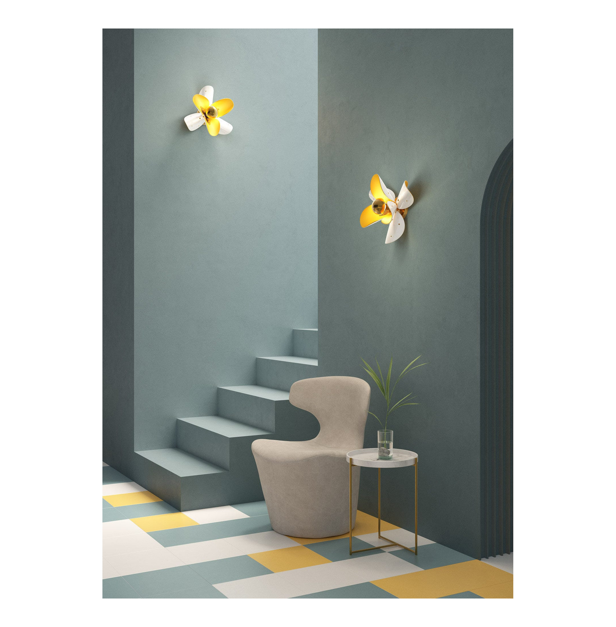 Lampa ścienna Blossom (biało-złota) (CE / UK / CCC Lampa ścienna Blossom (biało-złota) (CE / UK / CCC